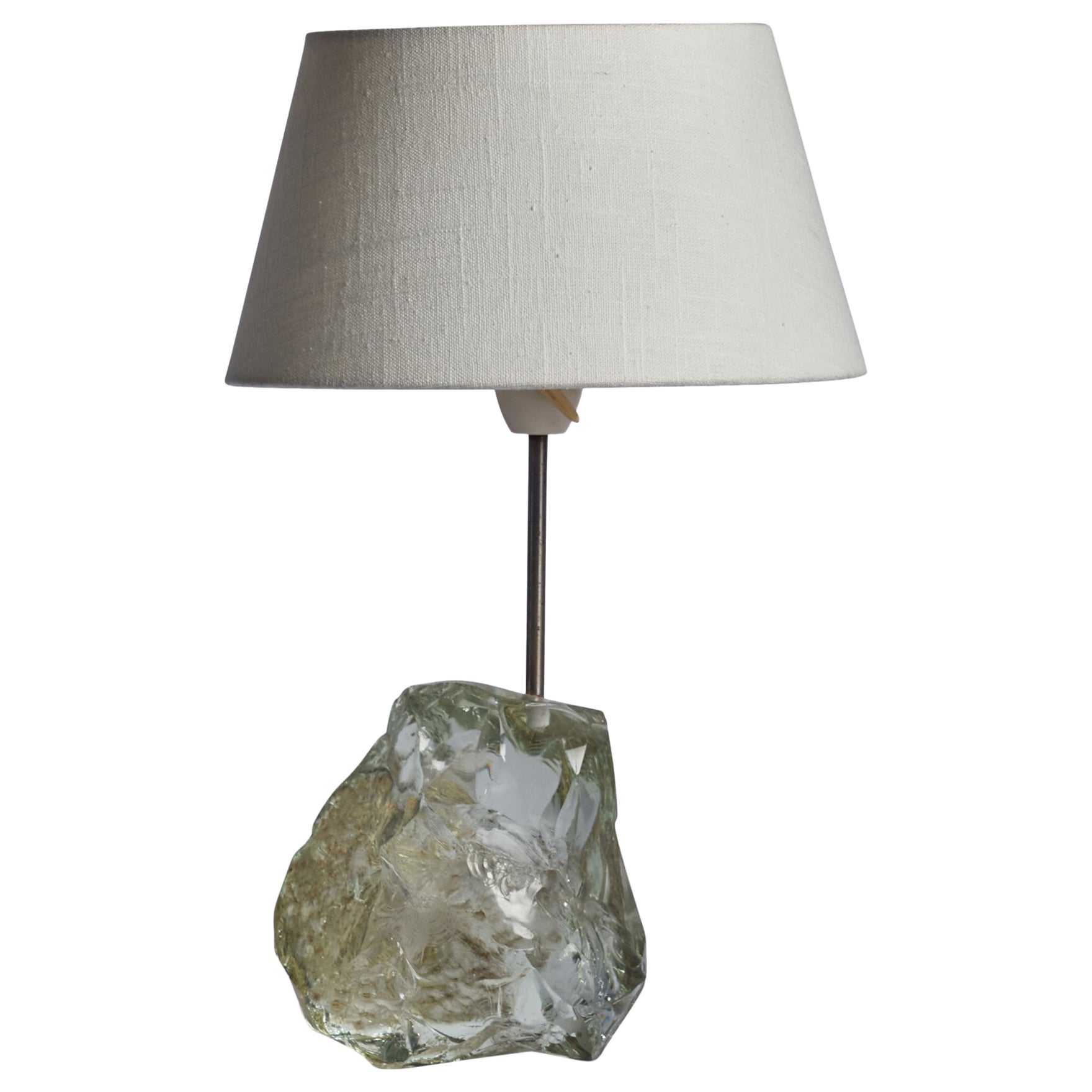 Danish Designer, Table Lamp, Glass, Metal, Denmark, 1960s For Sale