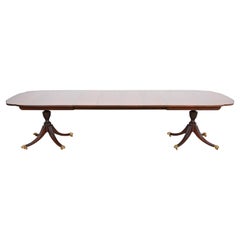 Kindel Furniture Georgian Mahogany Double Pedestal Dining Table, Refinished
