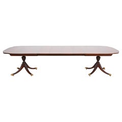 Kindel Furniture Georgian Mahogany Double Pedestal Dining Table, Refinished