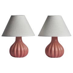 Retro Ego Stengods, Table Lamps, Stoneware, Sweden, 1960s