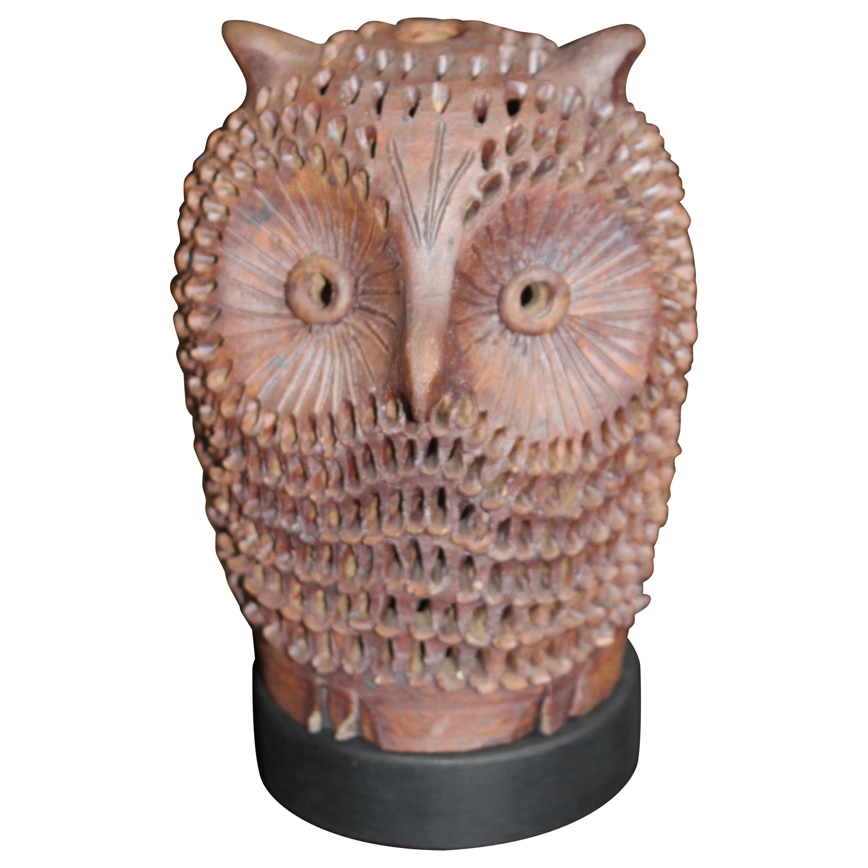 1960s French Ceramic Owl Table Lamp