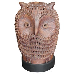 Retro 1960s French Ceramic Owl Table Lamp