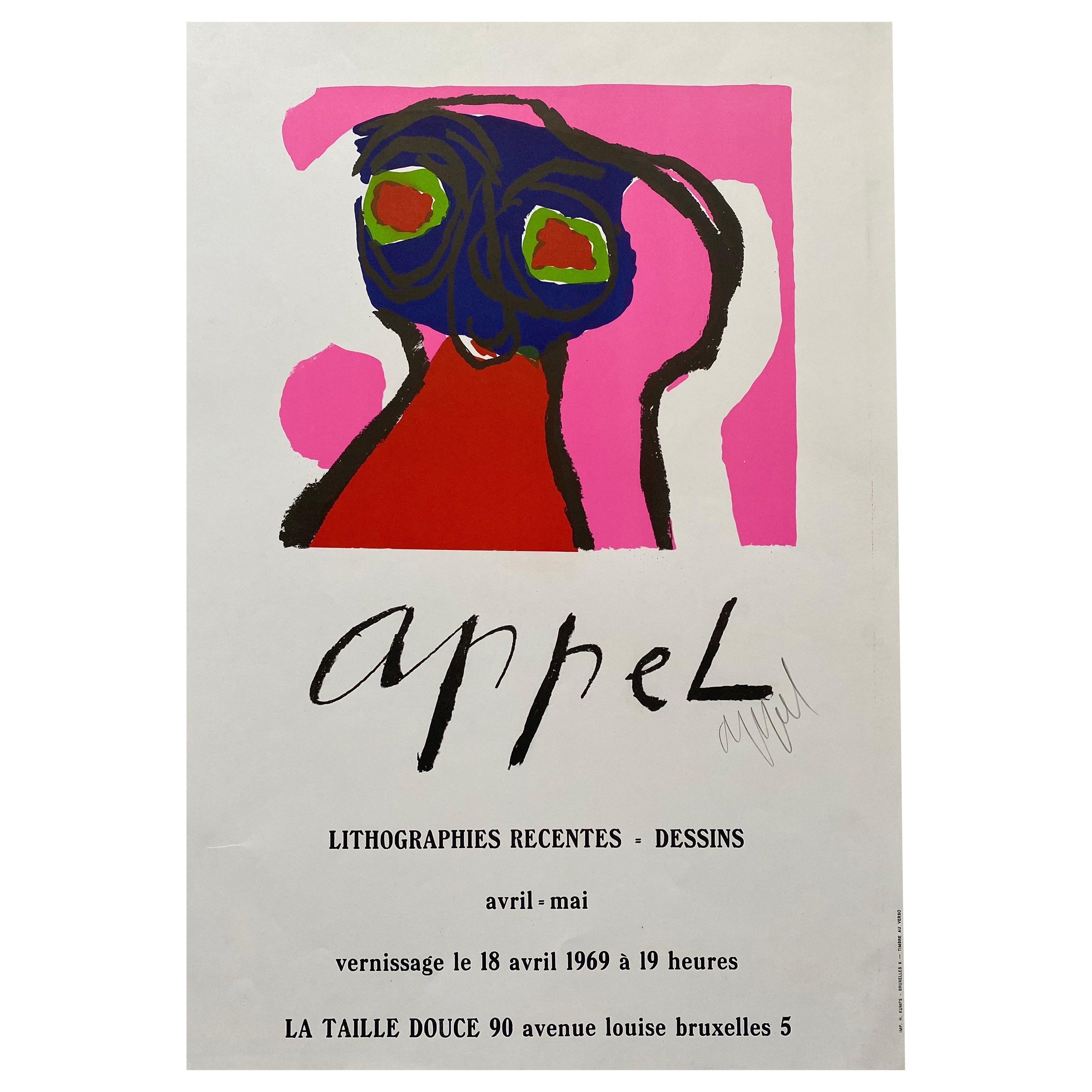 Lithographie publicitaire signée Karel Appel, 1969