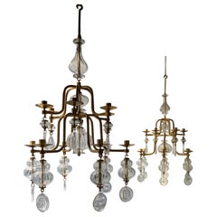 Pair of gold iron chandeliers Erik Hoglund Sweden circa 1970