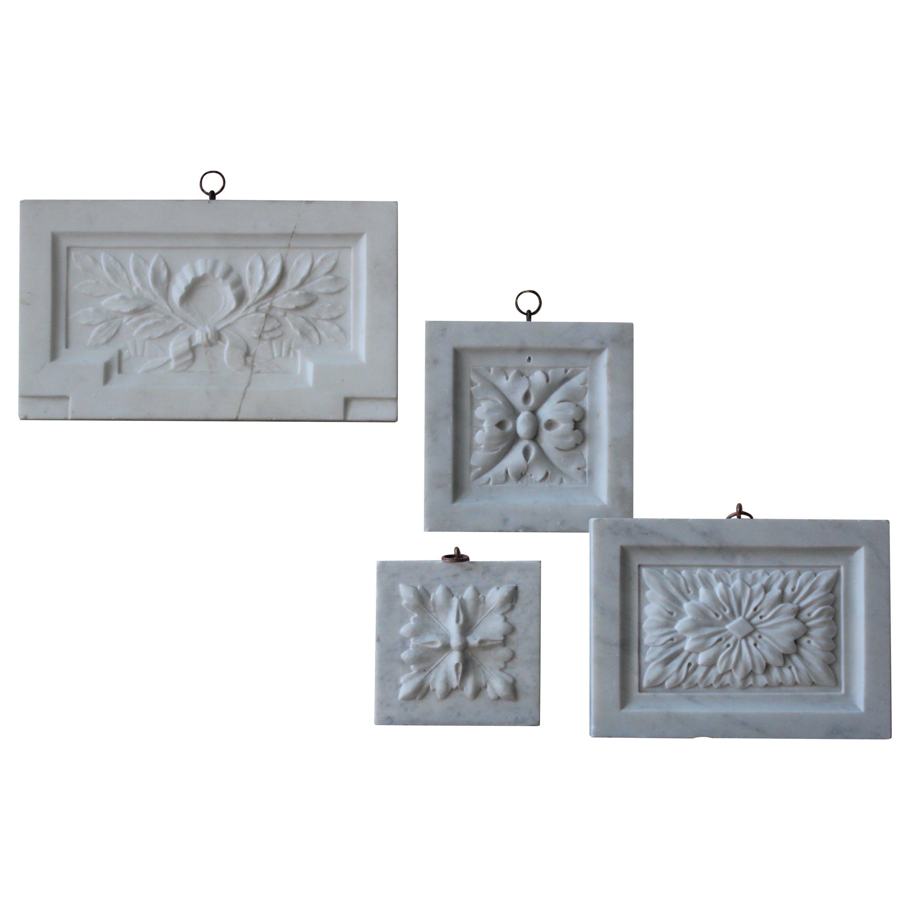 19th Century Collection of Carved Marble Architectural Elements Tablets  For Sale