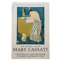 Retro 1968 Mary Cassatt "Woman Bathing" Exhibition Lithograph