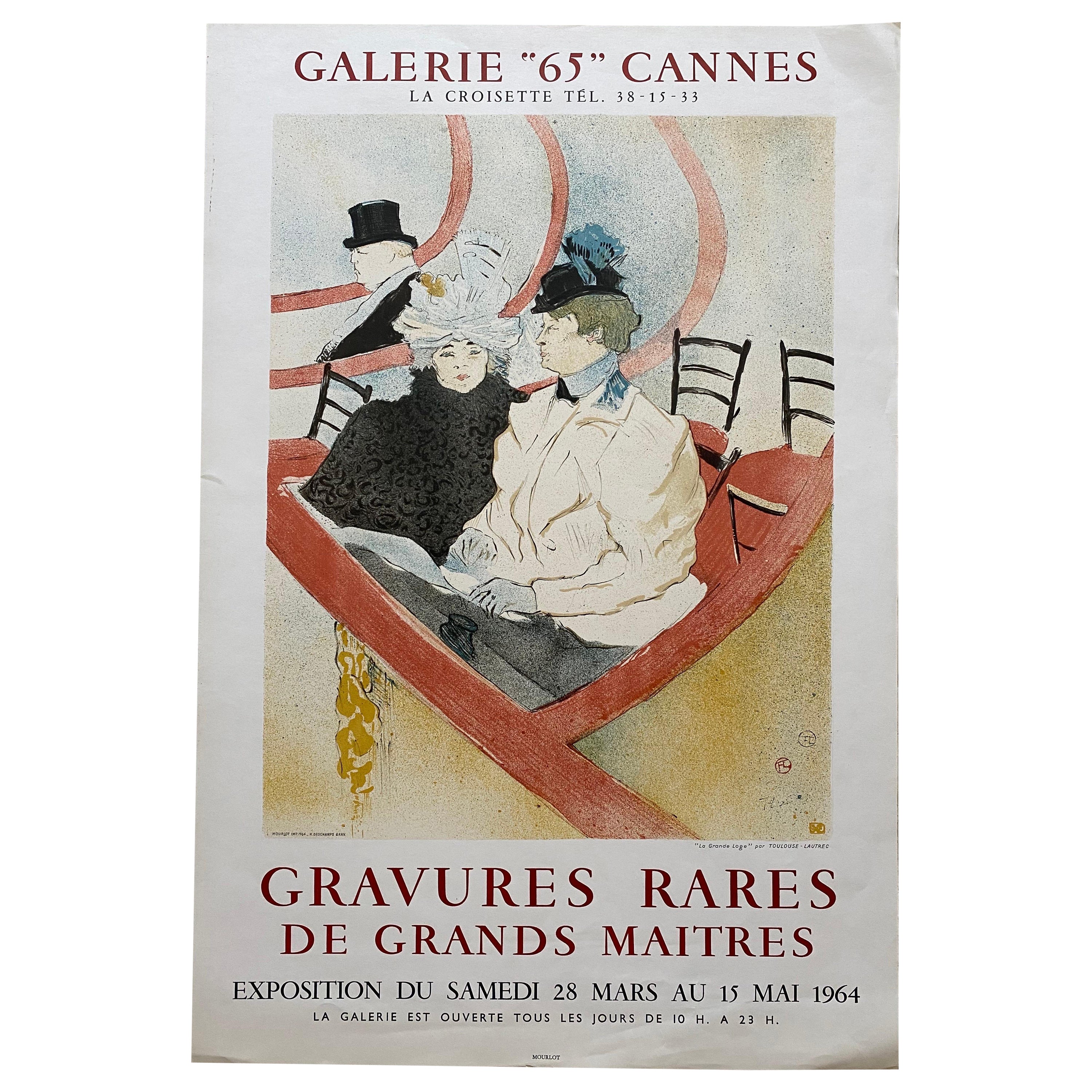 1964 Henri de Toulouse Lautrec "La Grande Loge" Lámina de exposición de Mourlot en venta