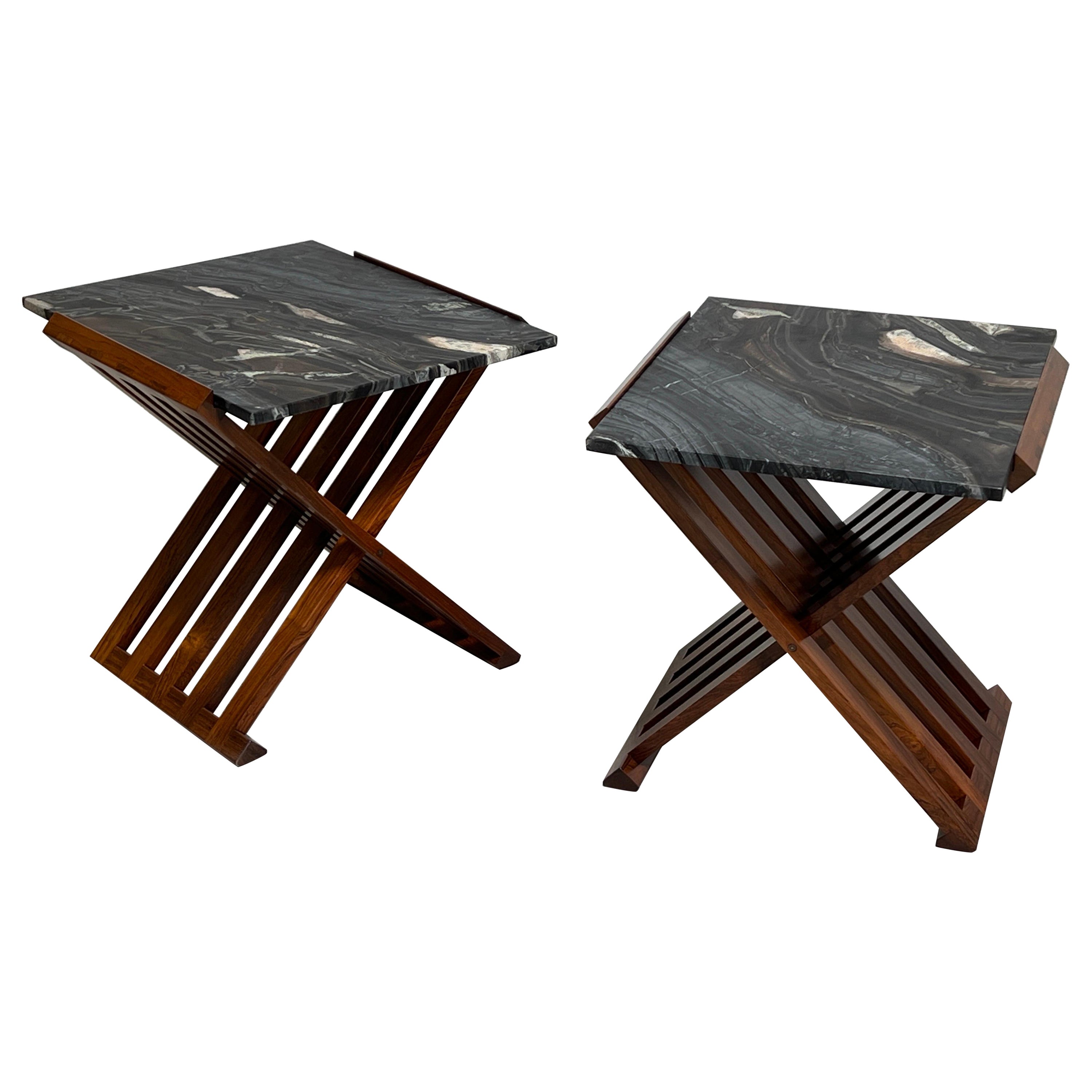 Pair of Rosewood X-Base Tables by Edward Wormley for Dunbar For Sale
