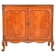 Romweber French Provincial Louis XV Burl Wood Server or Bar Cabinet, Circa 1920s