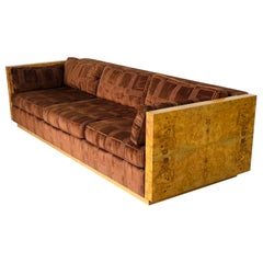 Milo Baughman Burl Wood Cased Sofa, 1970