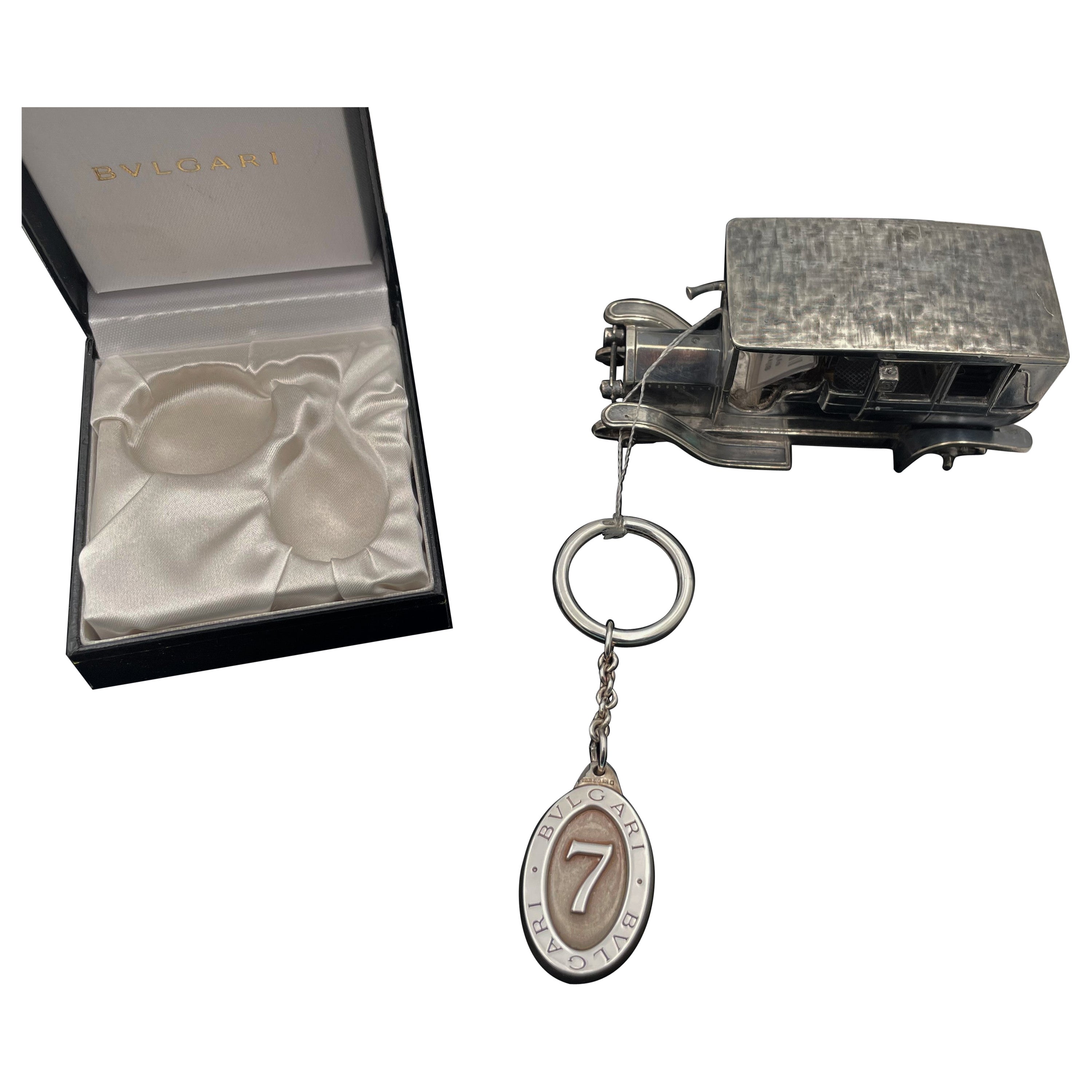 Bulgari Bvlgari Sterling Silver Lucky 7 Keychain New in Box For Sale