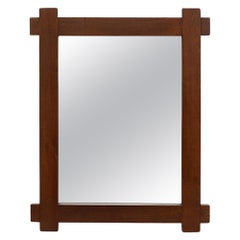 Mid-Century Pierre Chapo Inspired Brutalist Oak Mirror