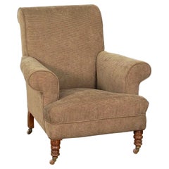 Antique English Upholstered Wingback or Library Lounge Armchair