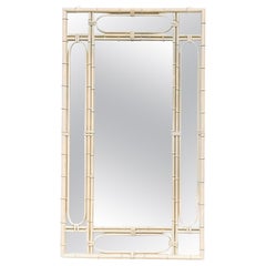 Vintage 1970’s Faux Bamboo Metal Wall Mirror