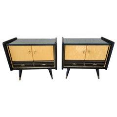 Vintage Pair Art Deco Style Mid-Century Modern Night Stands with Lacquer Finish