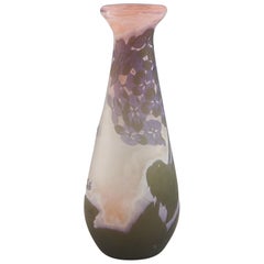 Galle Acid Cameo Hydrangeas Baluster Shape Glass Vase c1910