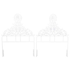 Pair of Painted Twin Iron Headboards