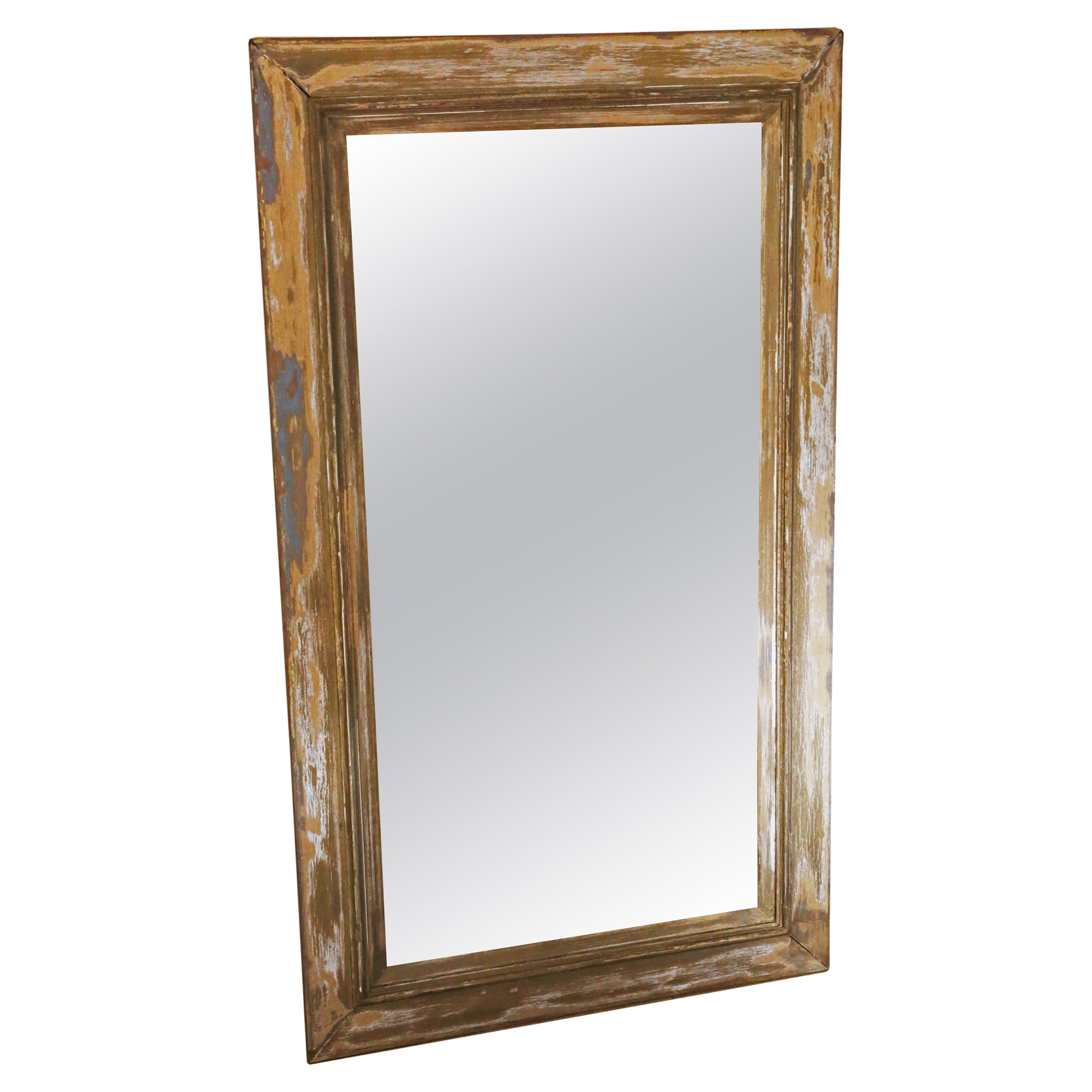 Antique very large 19th Century distressed overmantle wall mirror For Sale