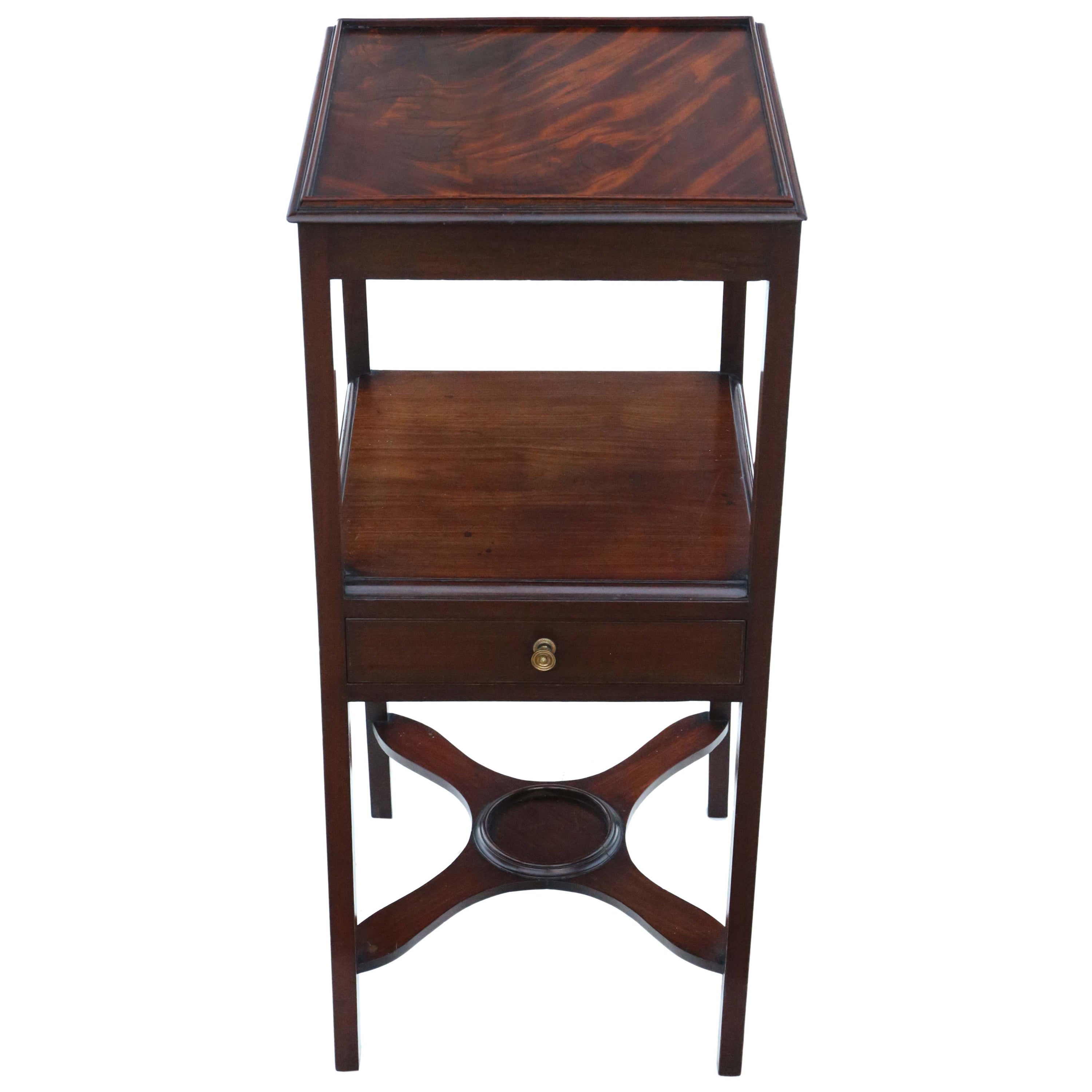  Antique quality mahogany washstand bedside table Georgian nightstand 19th C For Sale