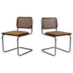 Italian mid-century modern chairs in wood straw and steel, 1960s