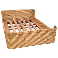 Used Full Size Stacked Rattan Bed-Frame by Seven Seas