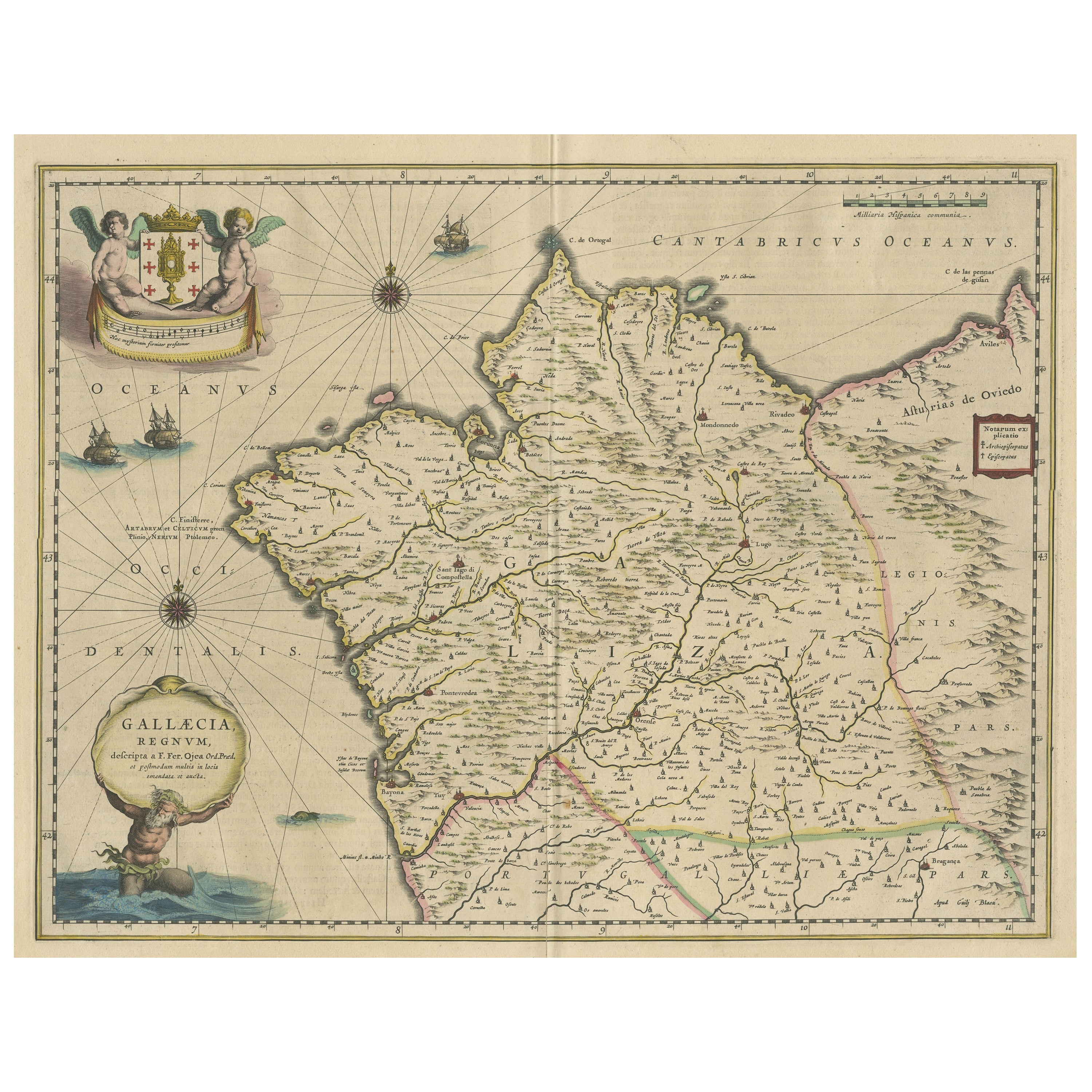 Antique Map of the Northwestern Coast of Spain For Sale