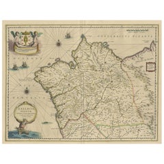 Antike Karte der Nordwestküste Spaniens