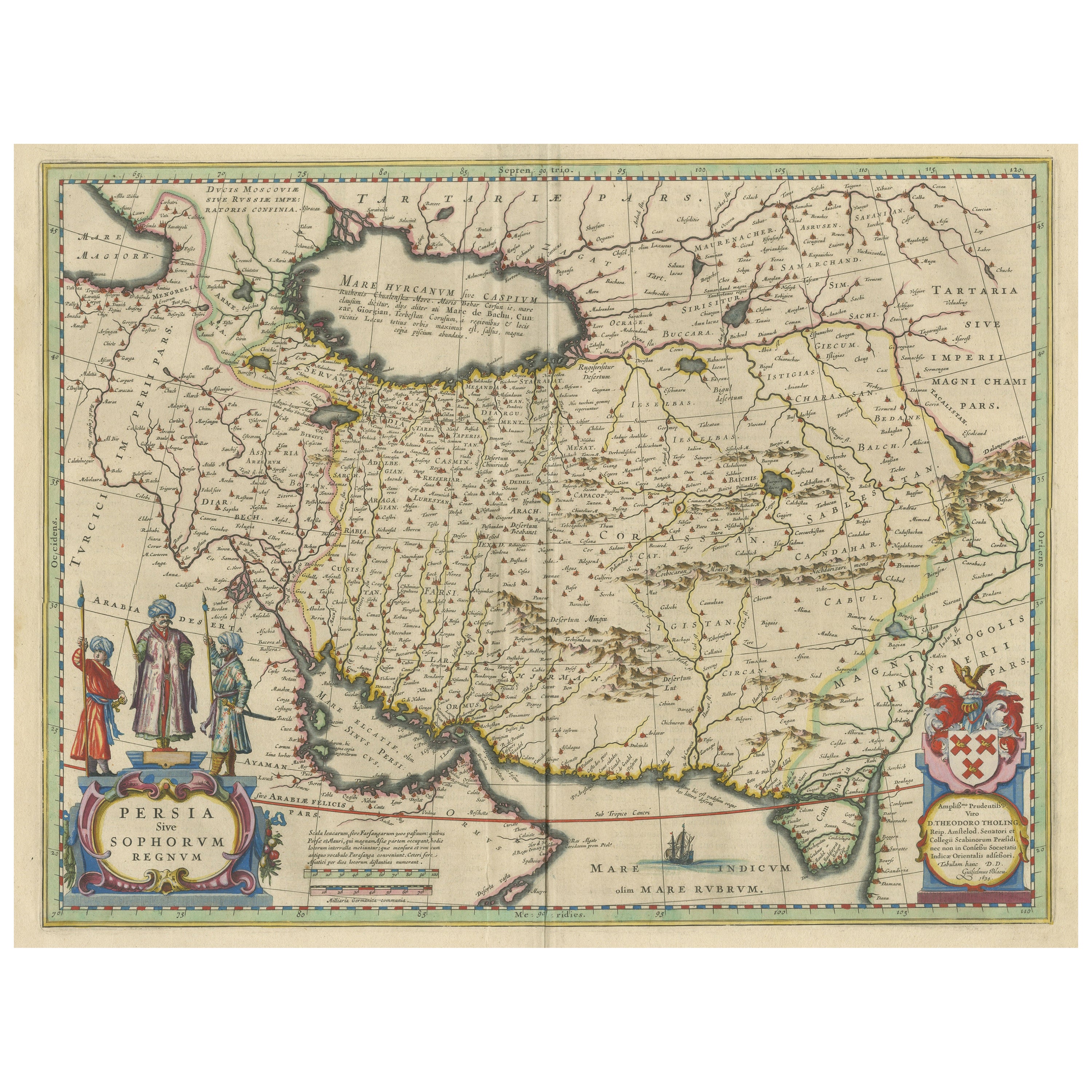 Antique Map of Persia with Dedication Cartouche For Sale