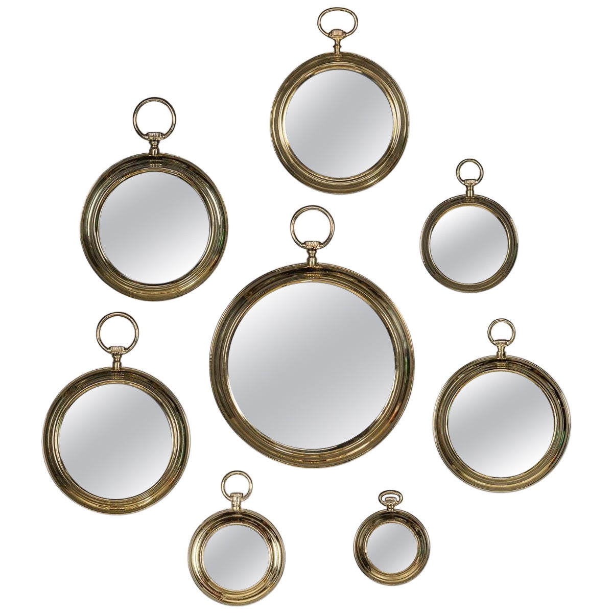 20th Century Striking Collection Of Pocket Watch Shaped Mirrors, c.1950-1970