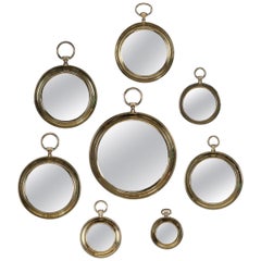 Vintage 20th Century Striking Collection Of Pocket Watch Shaped Mirrors, c.1950-1970