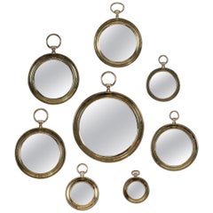 20th Century Striking Collection Of Pocket Watch Shaped Mirrors, c.1950-1970