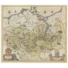 Antique Hand-colored Map of Brandenburg, Germany