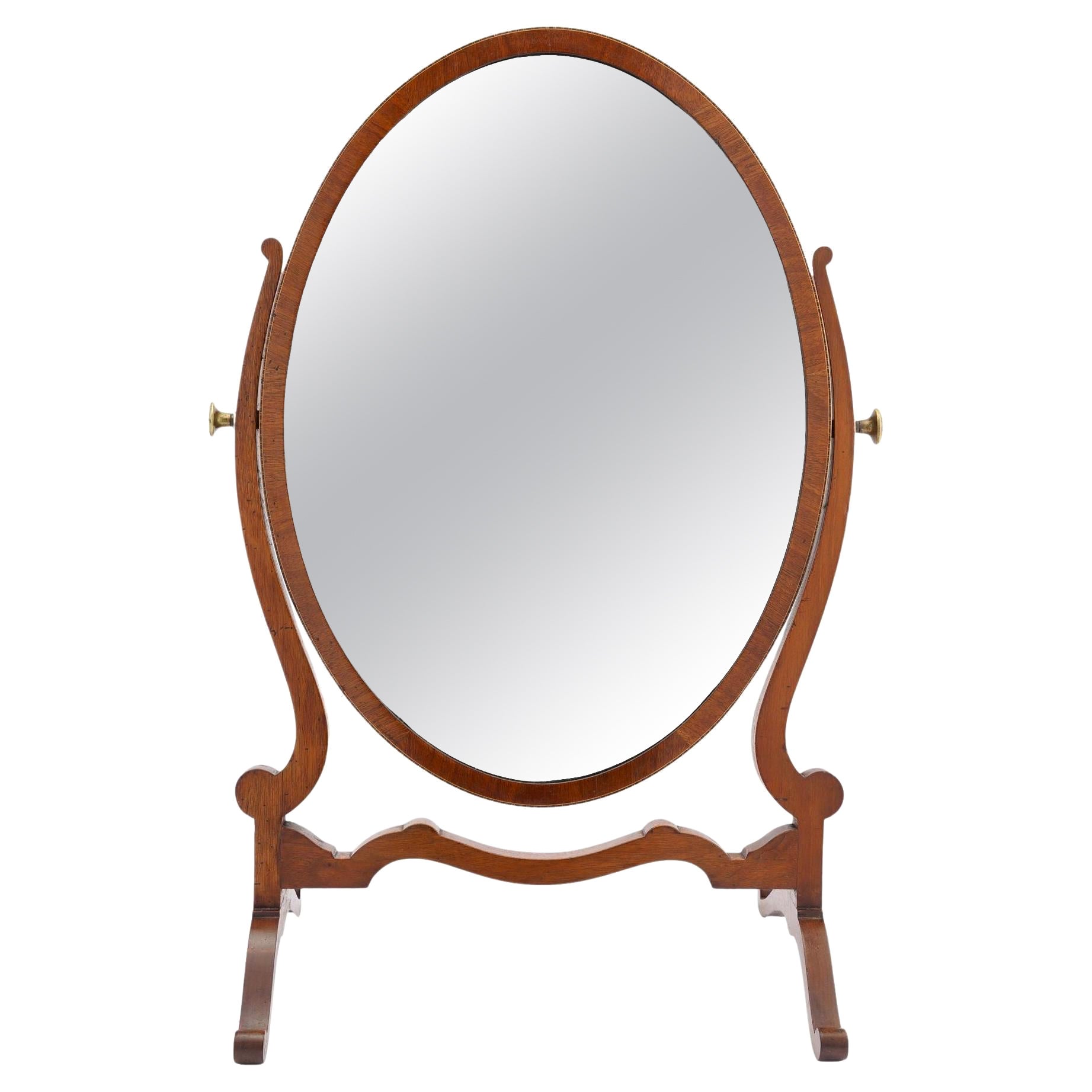 English oval swinger mirror on stand, 1800-25 For Sale
