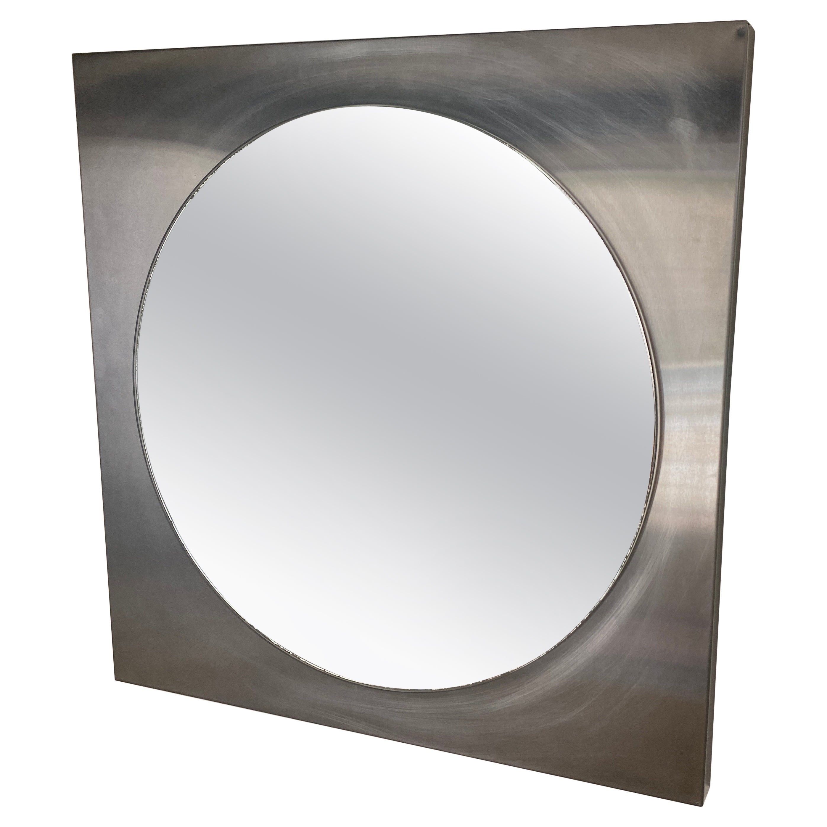 Wall Miror in Aluminium and Glass, France 1970 Sylver Color  For Sale