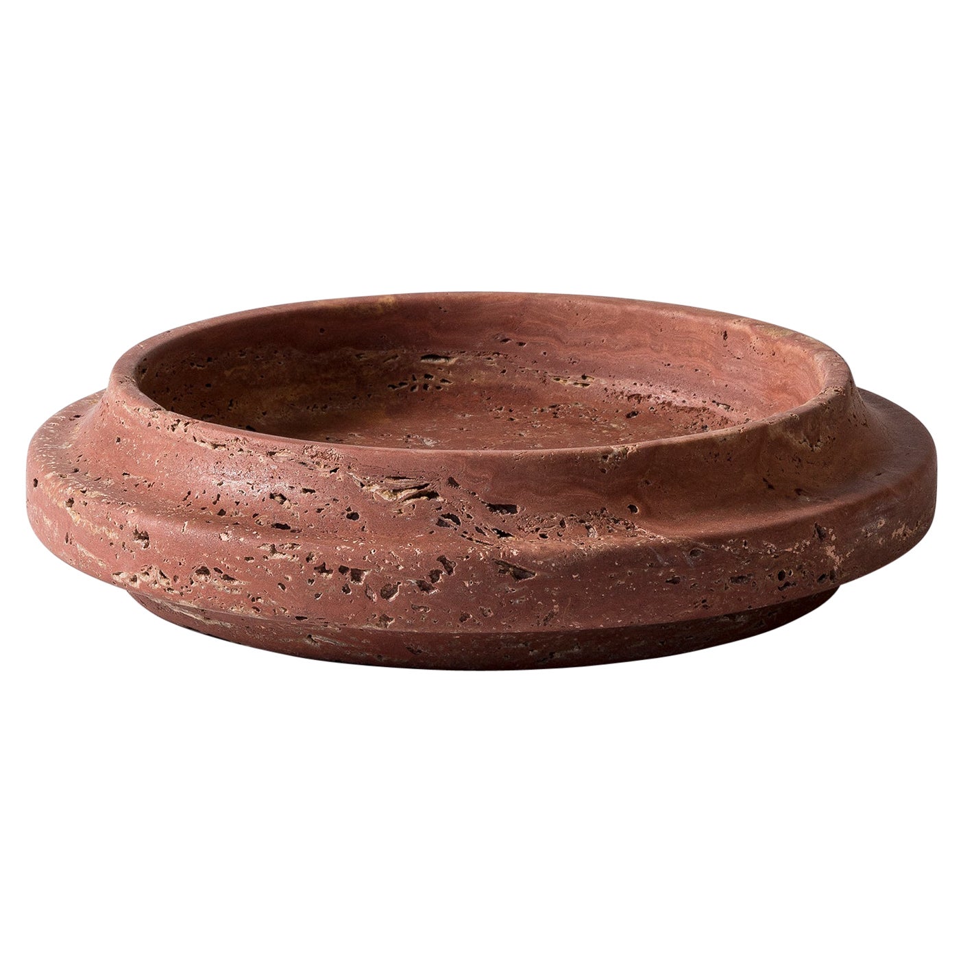 Red Travertine Bowl by Etamorph For Sale