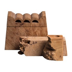 Set of three Michael Elkan sculptural maple burl pieces
