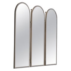 Brass triptych wall mirror