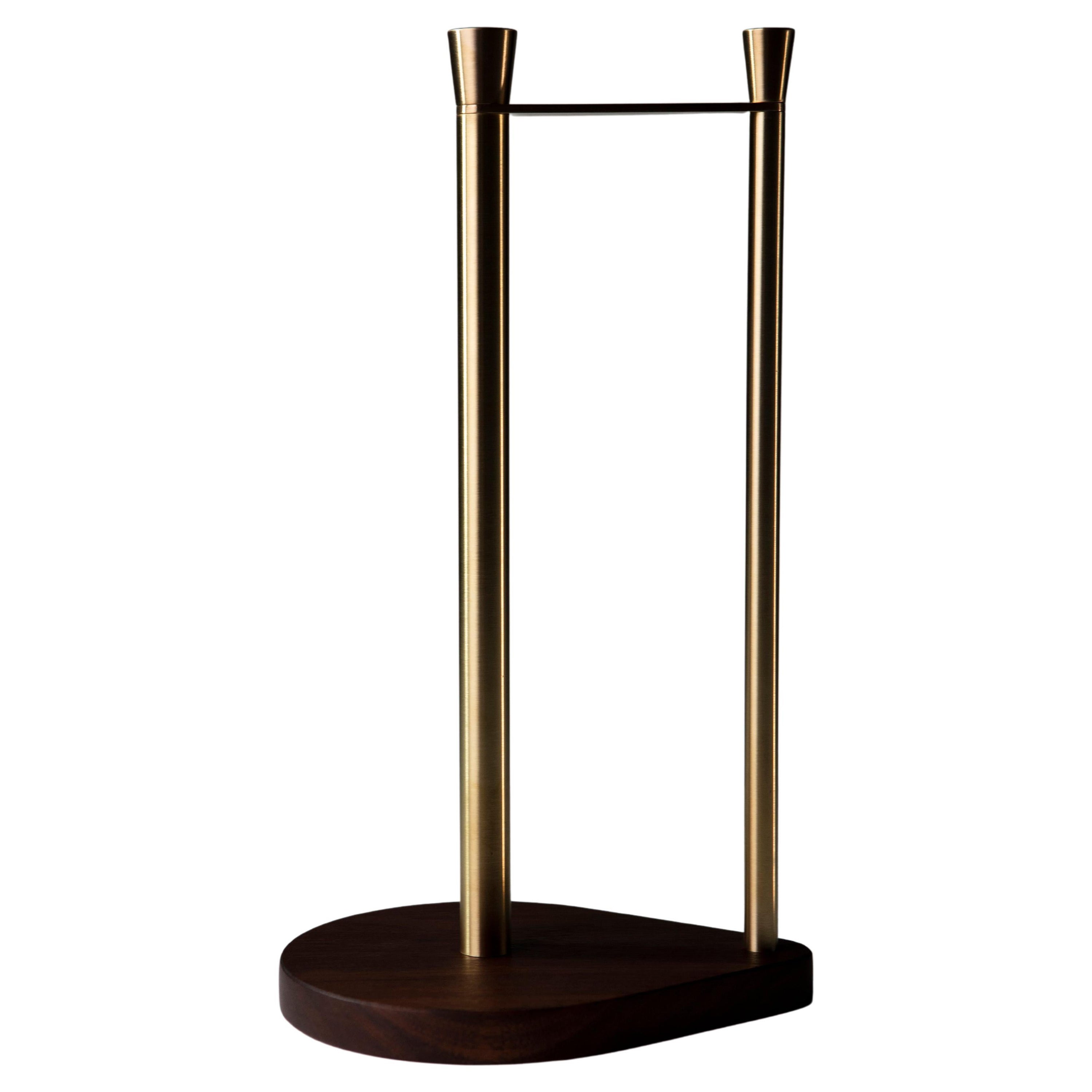 Brass and Walnut Paper Towel Holder For Sale