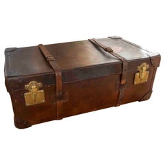 1950s Leather and Wooden Travel Suitcase
