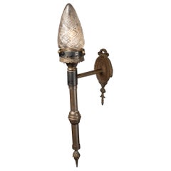 19th Century French Gothic Revival Torch Light with Baccarat Crystal Globe
