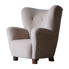 An Armchair, Reupholstered in Pure Alpaca Wool, Denmark, 1950s