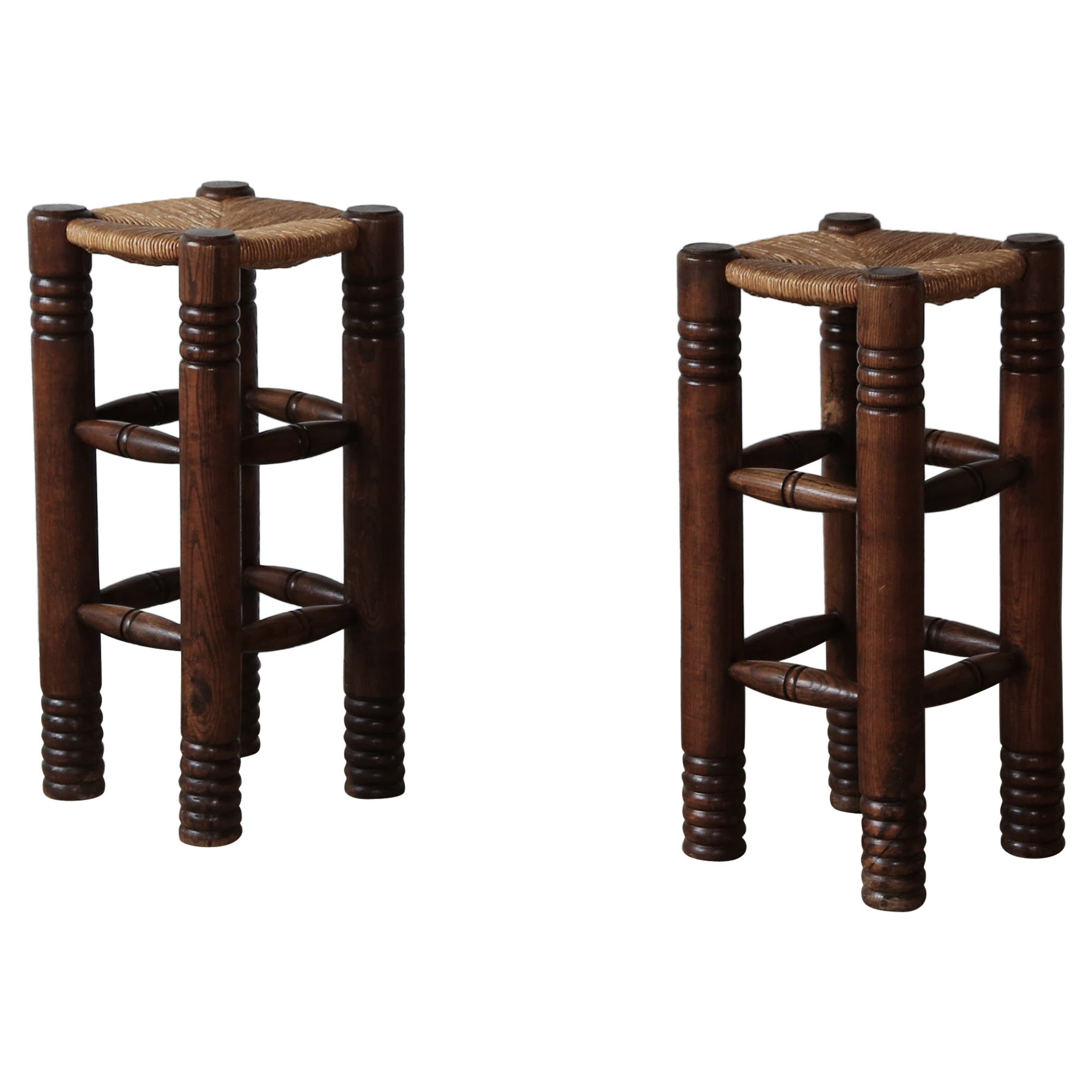 A Pair of Charles Dudouyt Stools, France, 1950s For Sale