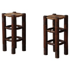 A Pair of Charles Dudouyt Stools, France, 1950s
