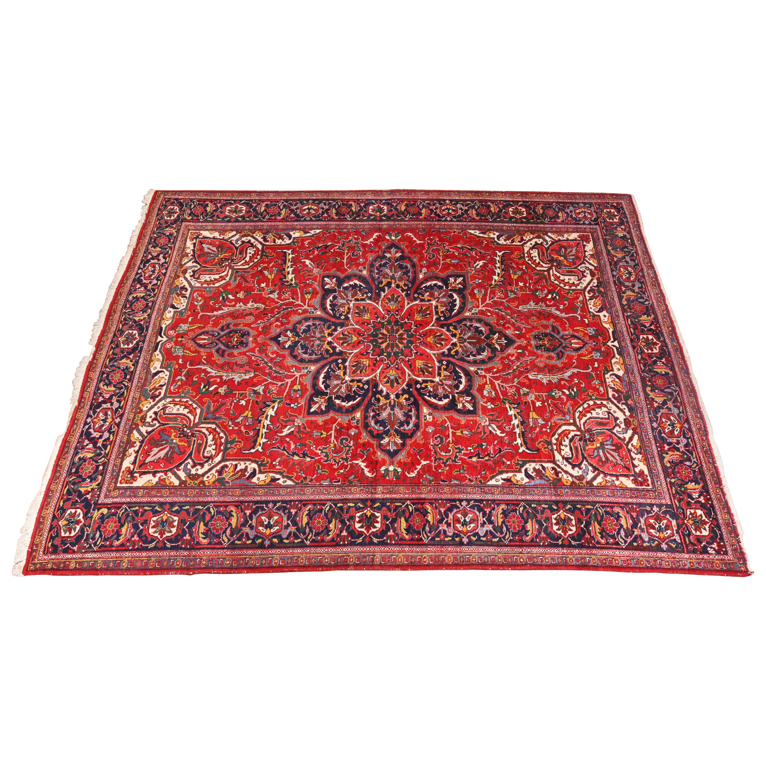 Vintage Handgeknüpfter Persischer Heriz Teppich in Zimmergröße