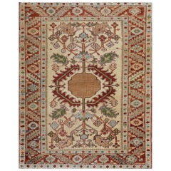 Antique Hand-Knotted Wool Persian Serapi Rug