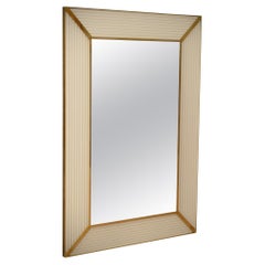 Murano Cream Color Glass and Brass Mid-Century Consolle Wall Mirror, 2000