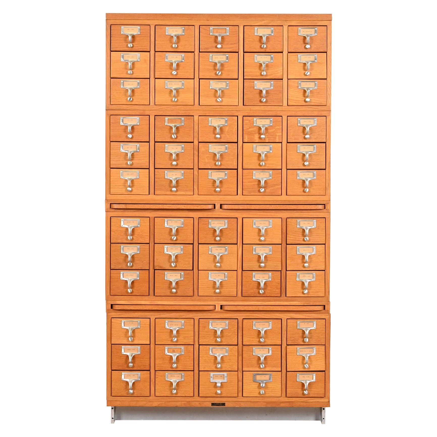 Mid-Century Modern Maple 60-Drawer Library Card Catalog Cabinet by Gaylord Bros.