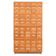 Used Mid-Century Modern Maple 60-Drawer Library Card Catalog Cabinet by Gaylord Bros.