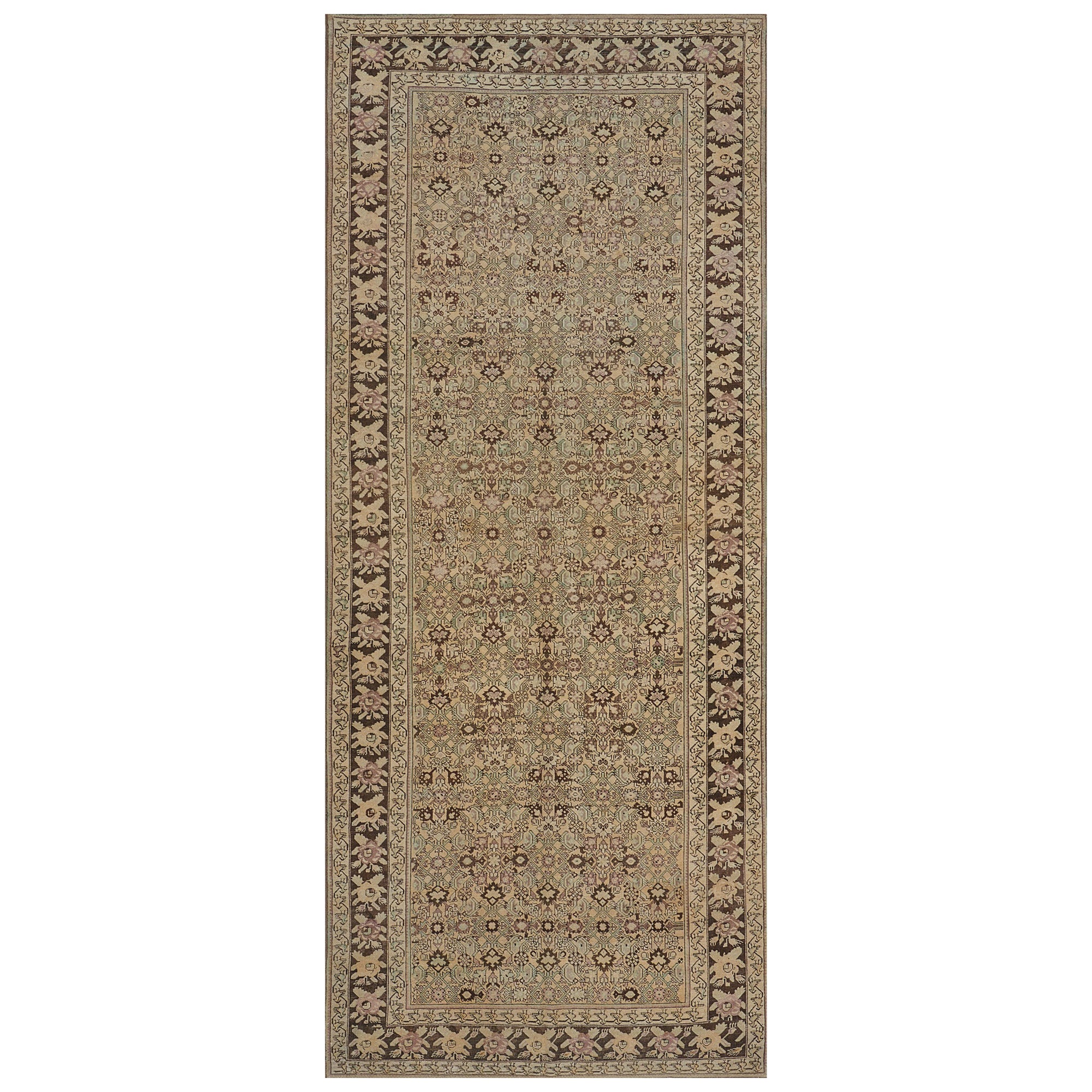 Hand-Knotted Antique Wool Caucasian Karabagh Rug