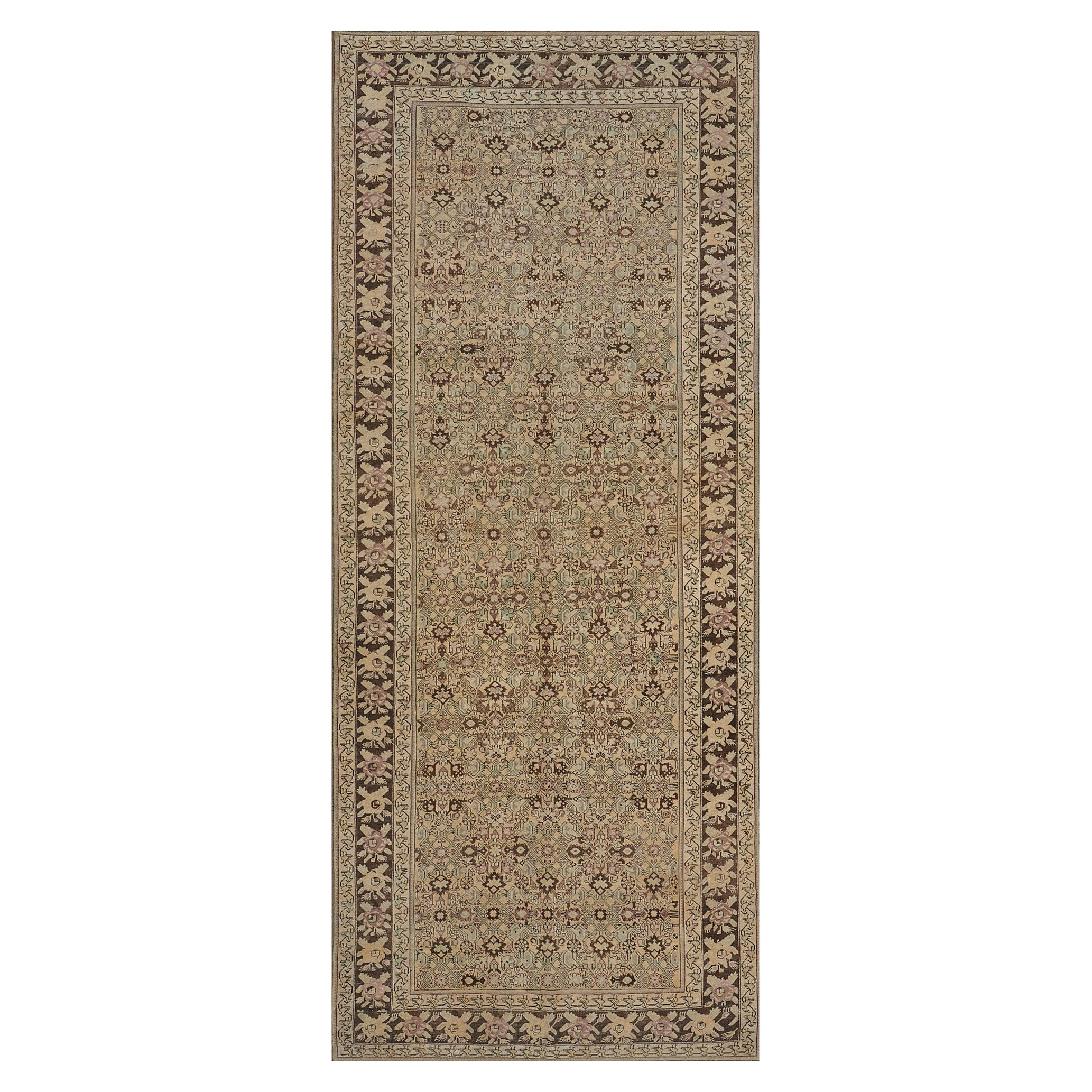 Hand-Knotted Antique Wool Caucasian Karabagh Rug